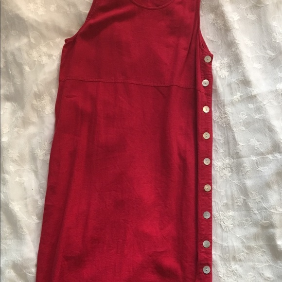 Talbots red sleeveless dress 10P side buttons - Picture 4 of 8